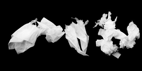 Set white tissues on black background.  - obrazy, fototapety, plakaty