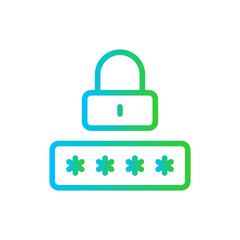 Lock password lock security icon with blue and green gradient outline style. protection, safe, password, security, padlock, safety, lock. Vector Illustration