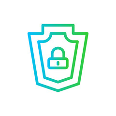 Protection lock security icon with blue and green gradient outline style. protect, protection, shield, safety, technology, concept, secure. Vector Illustration