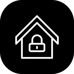 Lock house lock security icon with black filled line outline style. house, lock, security, door, key, home, safety. Vector Illustration