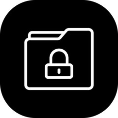 Lock folder lock security icon with black filled line outline style. lock, folder, document, file, business, paper, information. Vector Illustration