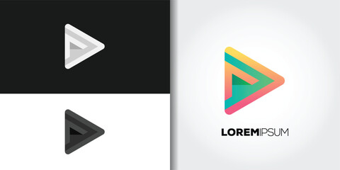 gradation play button logo set