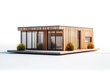 modern architecture of tiny container wooden house isolated