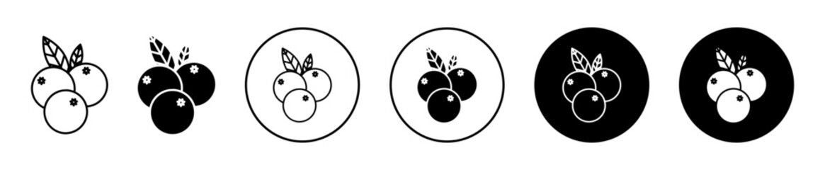 Blueberry vector illustration set. Cranberry icon. Huckleberry for UI designs. Suitable for apps and websites.
