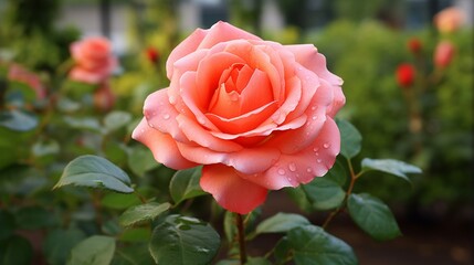 pink rose in garden generated by AI