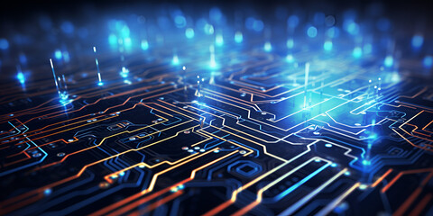 Circuit board background with AI generated  Futuristic Circuit Board with AI-Generated Elements 