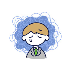 精神的に辛いスーツの男性