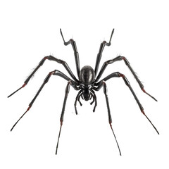 an all-black spider with long legs on an all transparent background generative ai