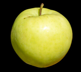 Green apple isolated on black background