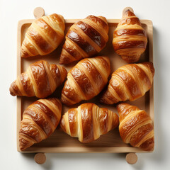 Croissants placed on a white background generative ai