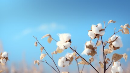 A blossoming organic white natural cotton plant in a sustainable field Scientific name: Gossypium