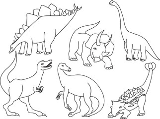 シンプルな恐竜のイラストセット