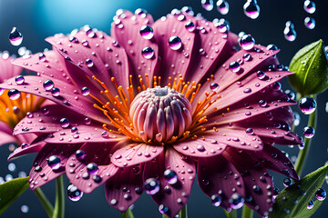 Obraz premium Beautiful flower with water drops Generative AI