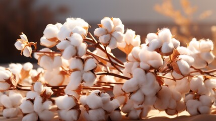 Fototapeta premium A blossoming organic white natural cotton plant in a sustainable field Scientific name: Gossypium