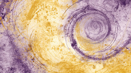 Lemon Yellow and Lavender Swirling Swirls Abstract Pattern