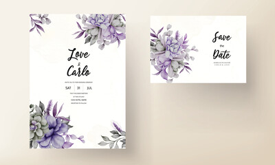 wedding invitation card with beautiful floral watercolor