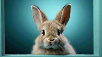 Adorable fluffy bunny with headphones enjoying music, a perfect blend of cute and cool.
