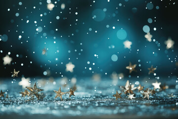 blue christmas background with snowflakes and star wrink
