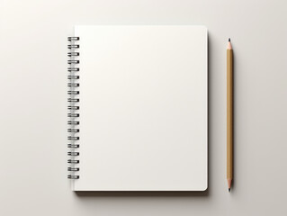 Top view of open spiral blank notebook on wood desk background. - obrazy, fototapety, plakaty