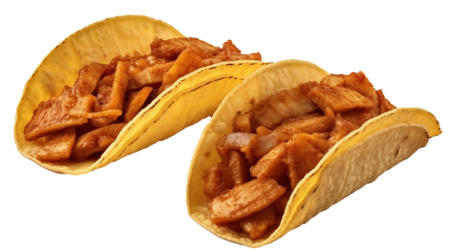 Top view Photo of Mexican tacos: on transparent background