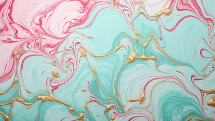 Elegant Rose Gold and Mint Marble Swirls Abstract Pattern Backgrounds