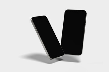 Realistic two smartphone blank mockup