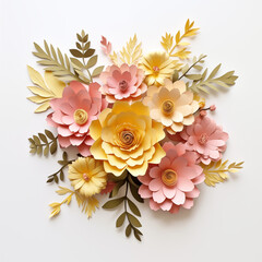 Bouquet of paper flowers for cards, stickers, prints. Mother's Day, March 8, Valentine's Day, Birthday