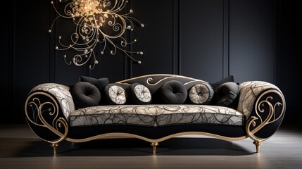 sofa in black and white  generated by AI