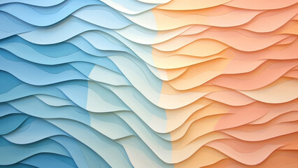 Sky Blue and Peach Paper Cutouts Abstract Pattern Background