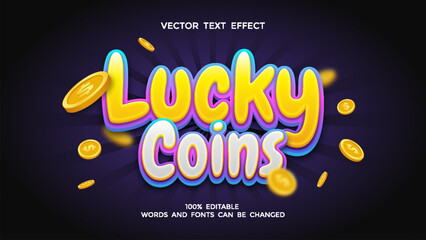 lucky coins editable 3d text effect - obrazy, fototapety, plakaty