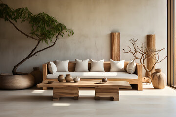Modern living room interior in minimal home decorative. Cozy home, interior concept