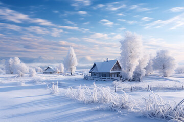 冬の村の風景写真