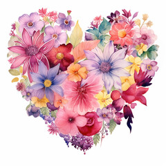 Heart made of flowers. Flowers in heart shape.