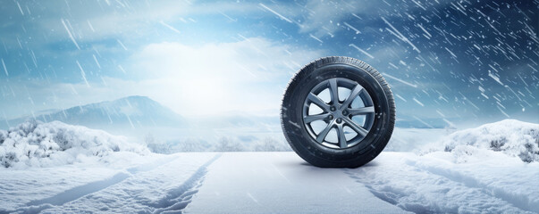Tires in winter mountains
