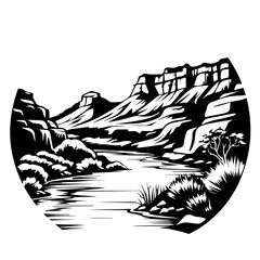 Grand Canyon Logo Monochrome Design Style