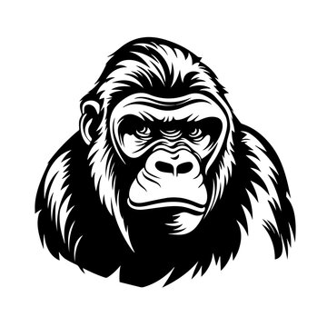 Gorilla Male Logo Monochrome Design Style