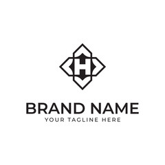 letter h square logo design
