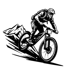 Mountain Bike Logo Monochrome Design Style