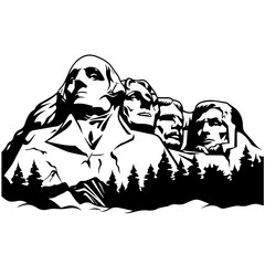 Mount Rushmore Logo Monochrome Design Style