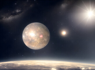 Fototapeta na wymiar AI generated illustration of a beautiful galaxy with planets