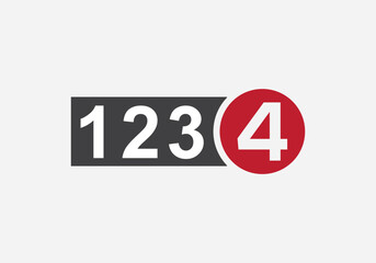 Number 1234 icon Logo Design Vector Template. Red and Black Number 1234 icon