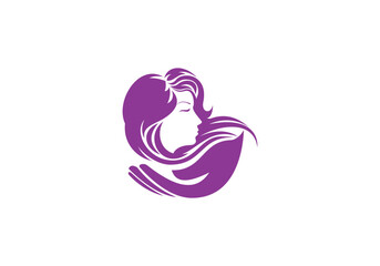 Beauty woman face silhouette character sign. Female beauty spa logo.