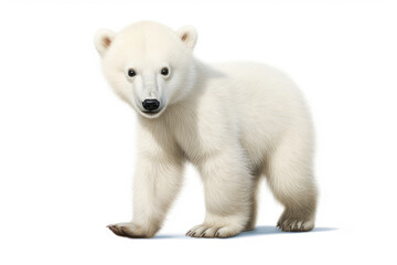 Polar bear cub on white background