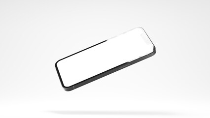Flying smartphones on a white background