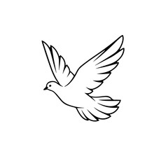 pigeon Flying Logo Monochrome Design Style