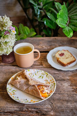 homemade flatbread with yellow tomatoes