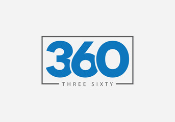 360 text shape. 360 Template Design. 360 Illustration Blue Elegant White Background