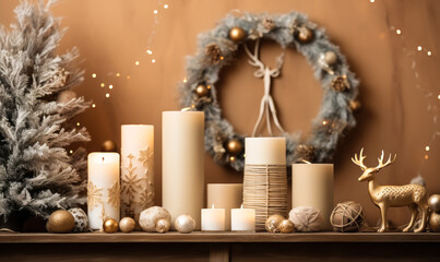 Sophisticated Christmas Spirit: Living Room with Decorative Wreath and Gifts