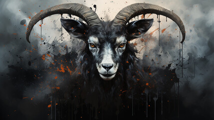 dark art ink monster goat background