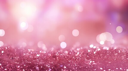 Glittery background with pink glitter and blurred abstract lights